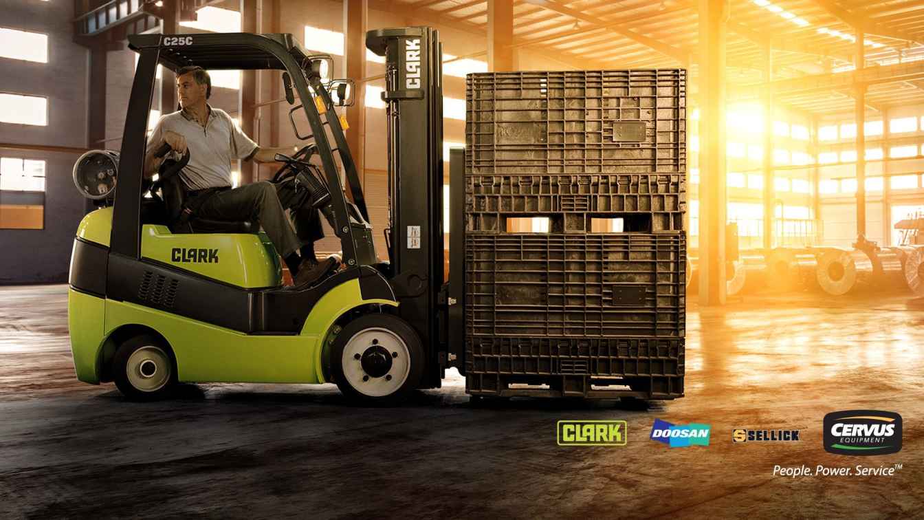 Super Handlers certified forklift technician performing maintenance